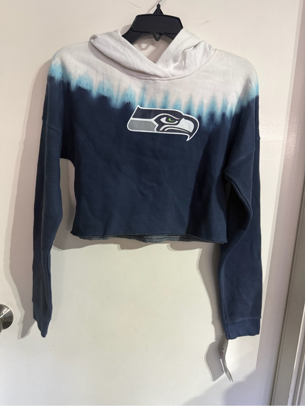 NFL Women's Cropped Hoodie - Navy, White & Teal Accent